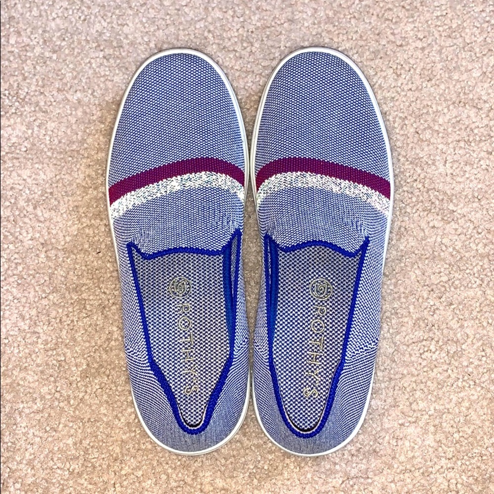 Rothys Blue Reflective Stripe Sneakers